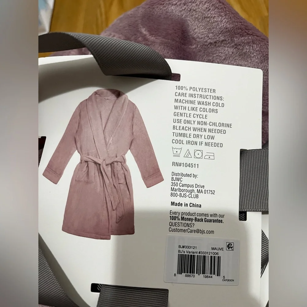 Berkley Jensen Women's Fleece Robe in Purple - Picture 3 of 3